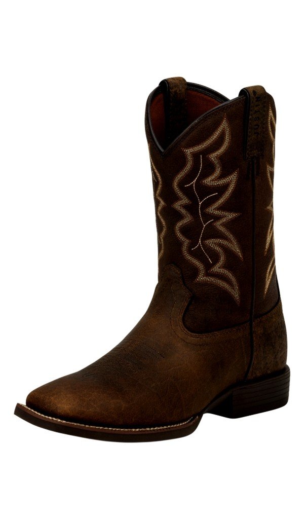 Justin Men's Stampede Square Toe Dark Brown Cowboy Boots - Durable & Comfortable for Western Riding, Country Music Festivals & Casual Wear