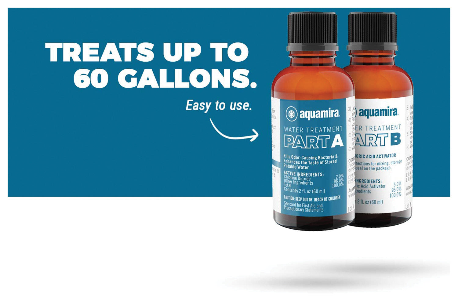 Aquamira Water Treatment Drops 2 Oz - Portable Water Purifier & Filter for Hiking, Camping, and Emergency Preparedness