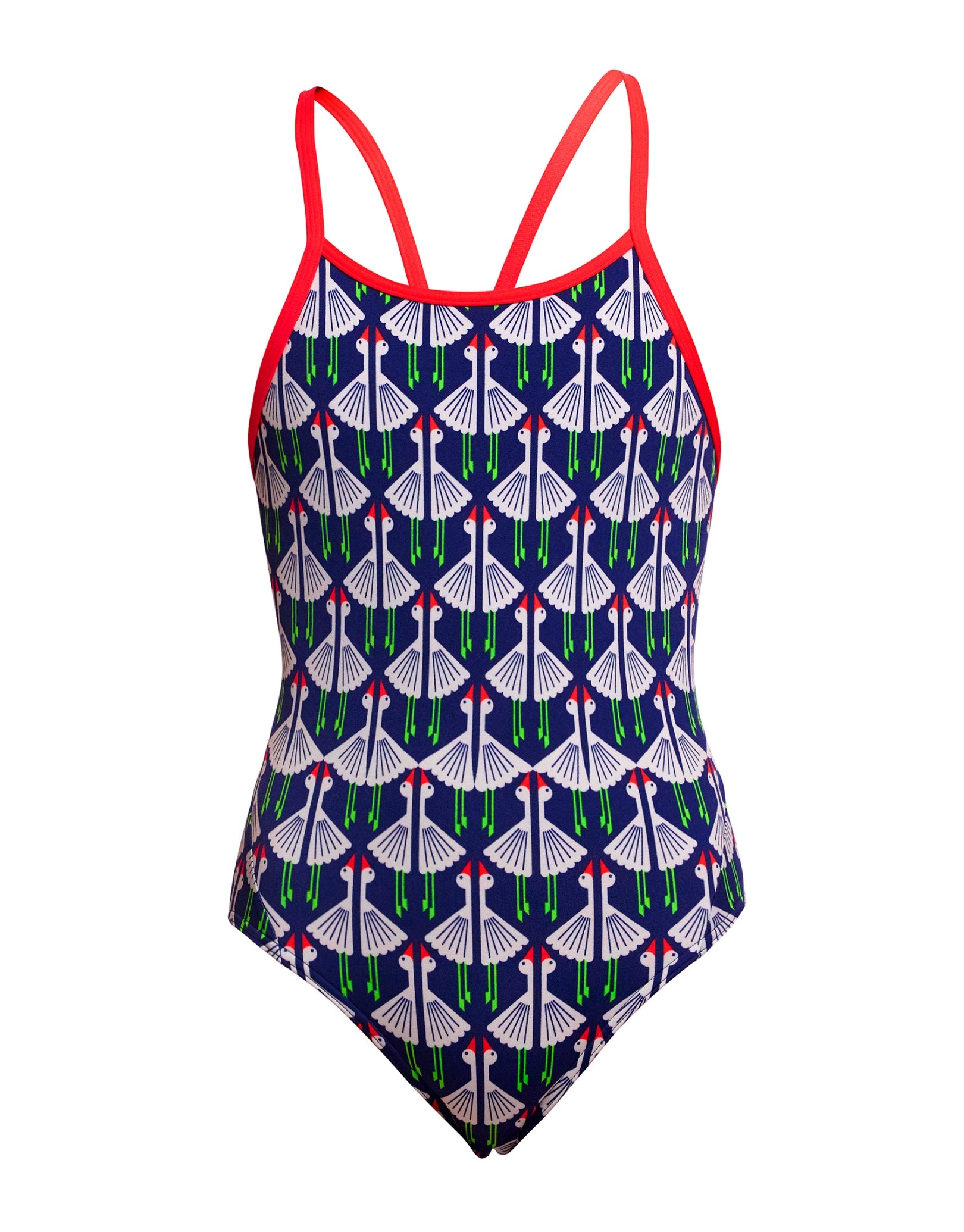 Girls' Sitting Duck Diamond Back Swimsuit - Navy & White Two-Tone Design for Summer Beach, Pool Party & Water Activities