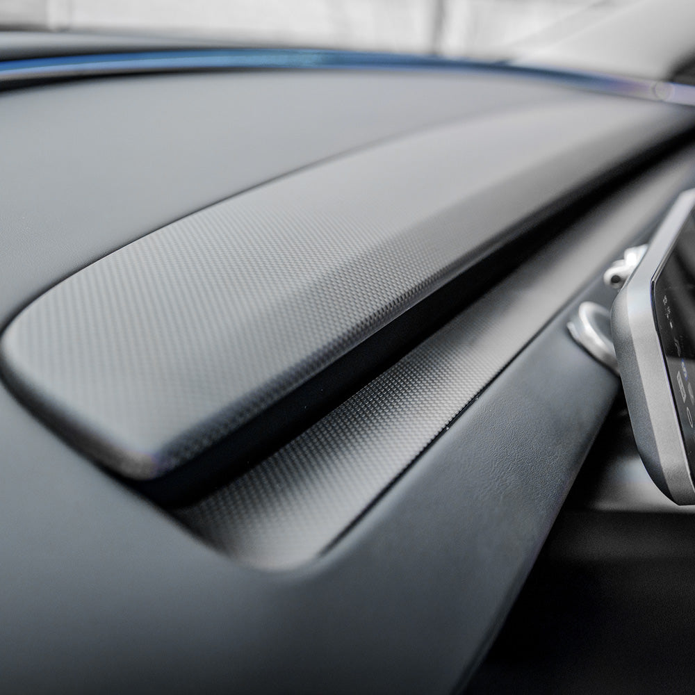 Premium Carbon Fiber Plain Weave Dashboard Trim Replacement for Tesla Model 3 Highland (2024+) - Lightweight & Stylish Interior Upgrade for Enhanced Driving Experience