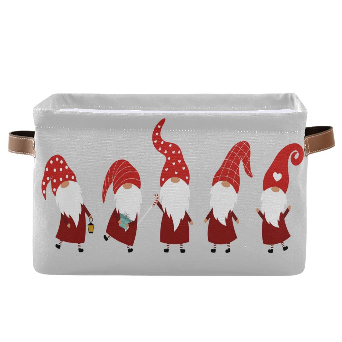 Christmas Valentine's Gnomes Rectangular Storage Bin Basket with Handles - Toy Storage Organizer for Kids, Pets, Laundry & Closet Organization - Perfect for Holiday Decor, Playroom & Bedroom Storage