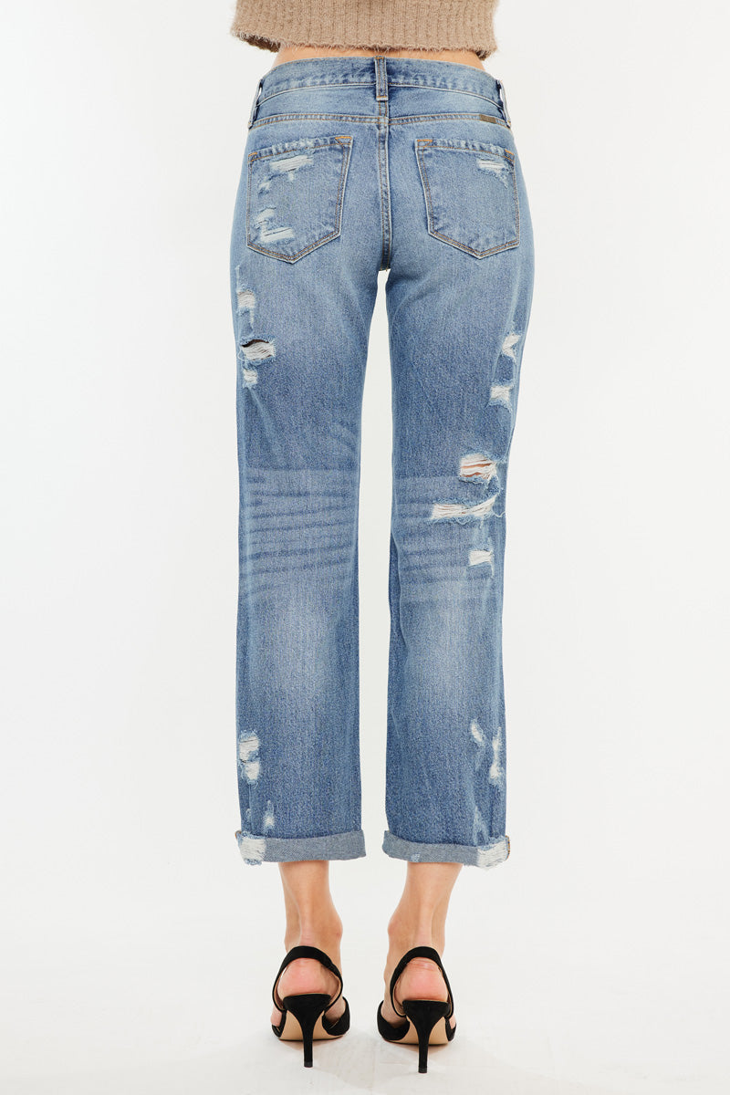 Stylish Baker Mid Rise Boyfriend Jeans for Women - Comfortable Relaxed Fit Denim Pants for Casual Wear & Everyday Outfits