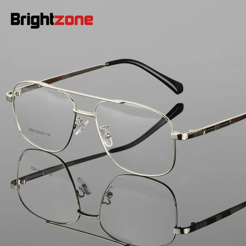 Brightzone Men's Full Rim Square Double Bridge Alloy Eyeglasses 71483 - Stylish & Durable Metal Frame Glasses for Men, Perfect for Work, Reading & Everyday Use