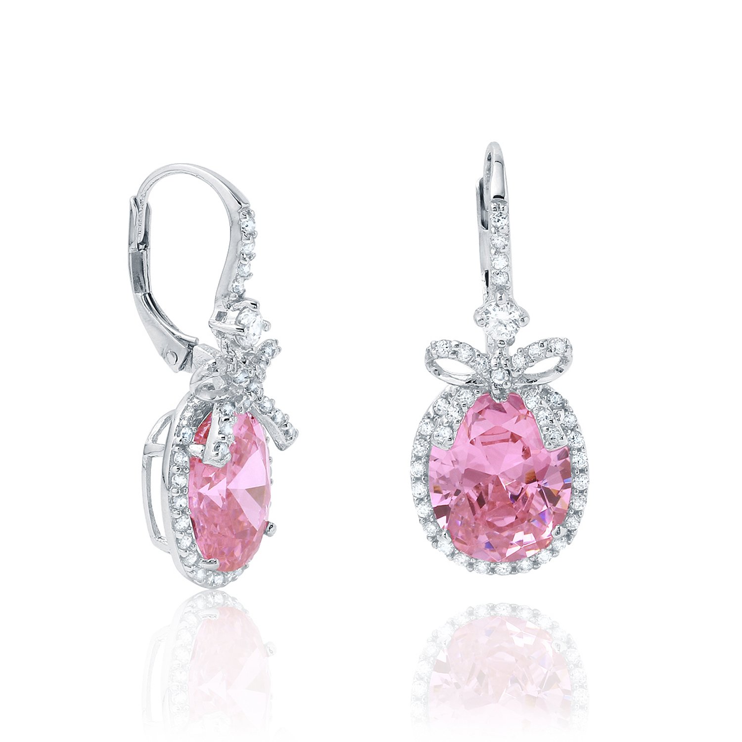 Elegant Drop Earrings with White CZ Bow - Dangle Earrings for Women in Multiple Colors | Perfect for Parties, Weddings & Everyday Wear
