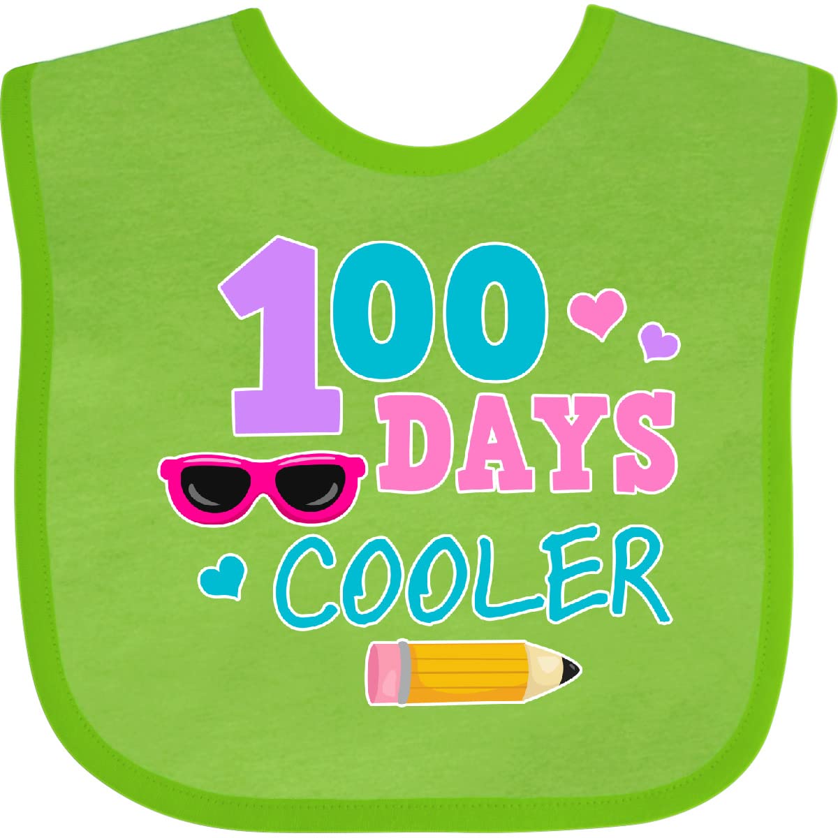 100 Days Cooler in Pink Baby Bib by Inktastic - Soft & Absorbent for Newborns, Infants - Perfect for Feeding, Drooling & Special Occasions