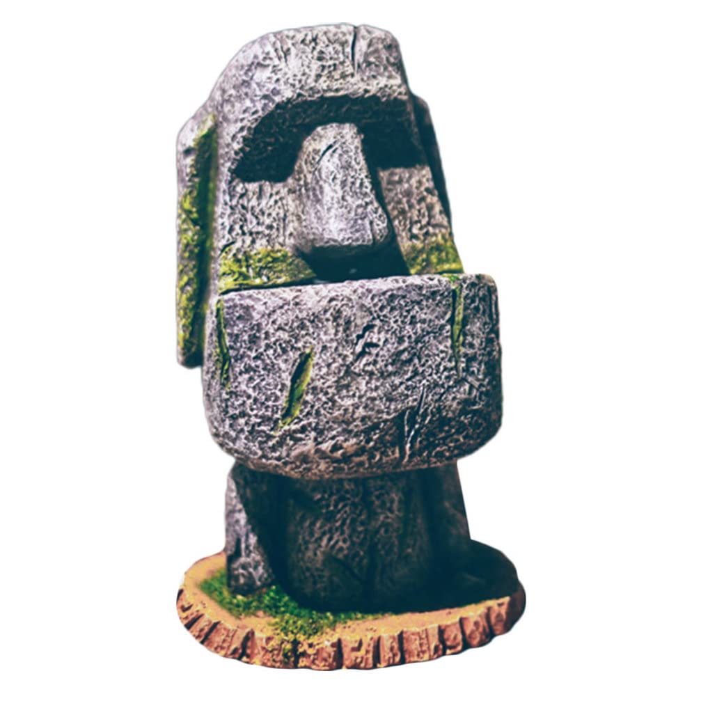 Easter Island Statue Pen Holder - Resin Moai Head Sculpture Desk Organizer for Pens, Cosmetic Brushes | Unique Tabletop Decor for Home, Office & Easter Holiday Decoration