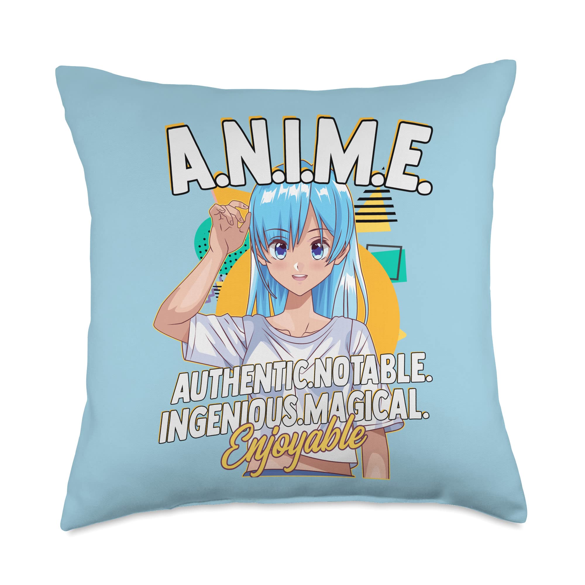 Authentic Kawaii Anime Throw Pillow 18x18 - Cute Japanese Anime Decor for Bedroom, Living Room & Gaming Room - Multicolor Soft Decorative Pillow for Anime Fans