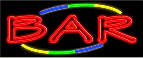 Vintage Neon Bar Glass Sign #10737 – Handcrafted in USA | Perfect for Home Bar, Man Cave & Pub Decor