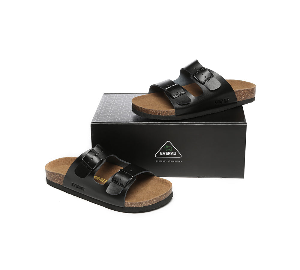 EVERAU® Men's Adjustable Strap Large Size Mick Sandal Slides - Comfortable Summer Beach Sandals for Walking, Poolside & Outdoor Activities