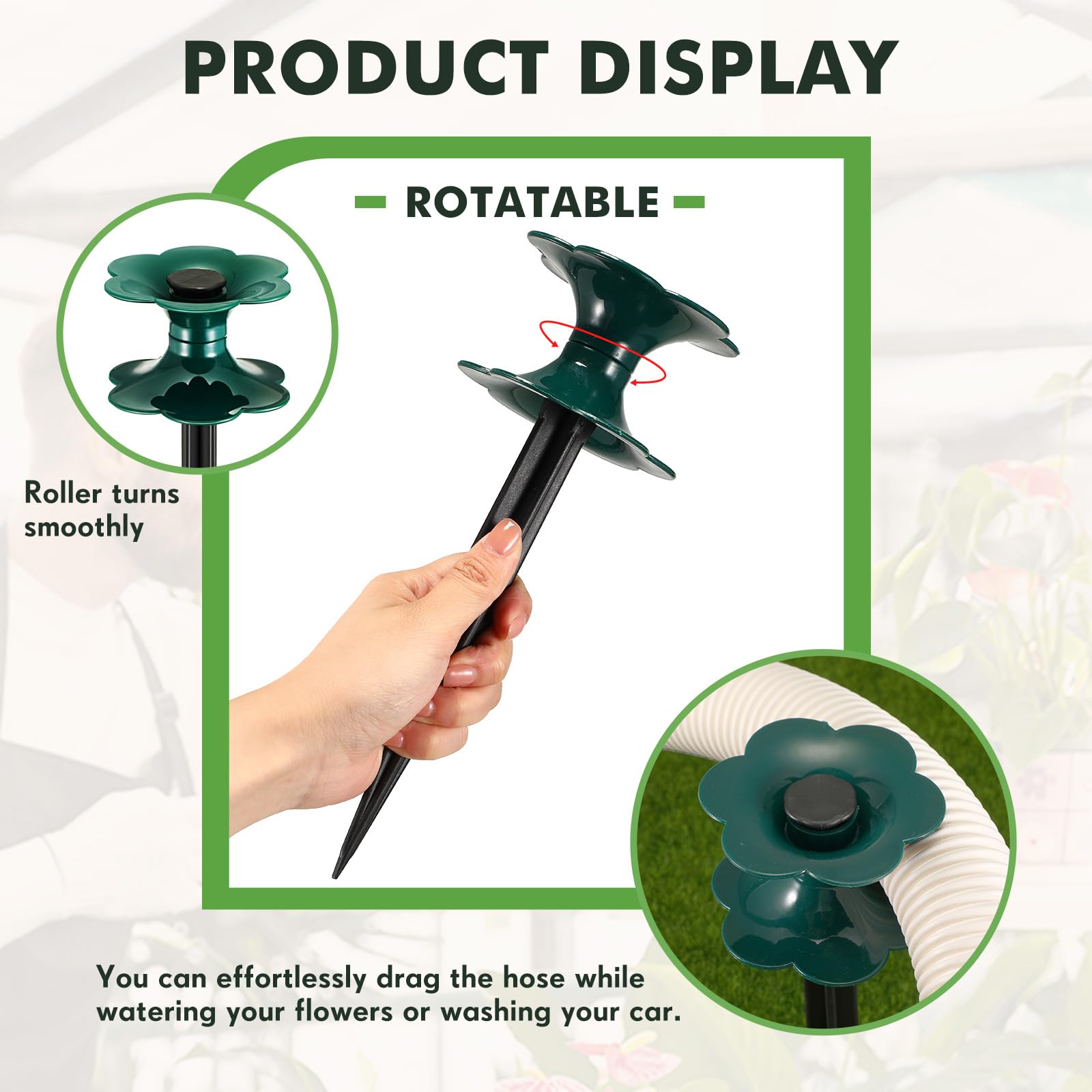 Blulu 6-Pack Heavy Duty Garden Hose Guide Spikes - 9.84 Inch Flower Shaped Hose Holder Stand with Stake for Yard, Lawn & Plant Protection | Keeps Hoses Organized & Prevents Damage to Flower Beds | Perfect for Garden Maintenance, Landscaping & Outdoor Watering Systems