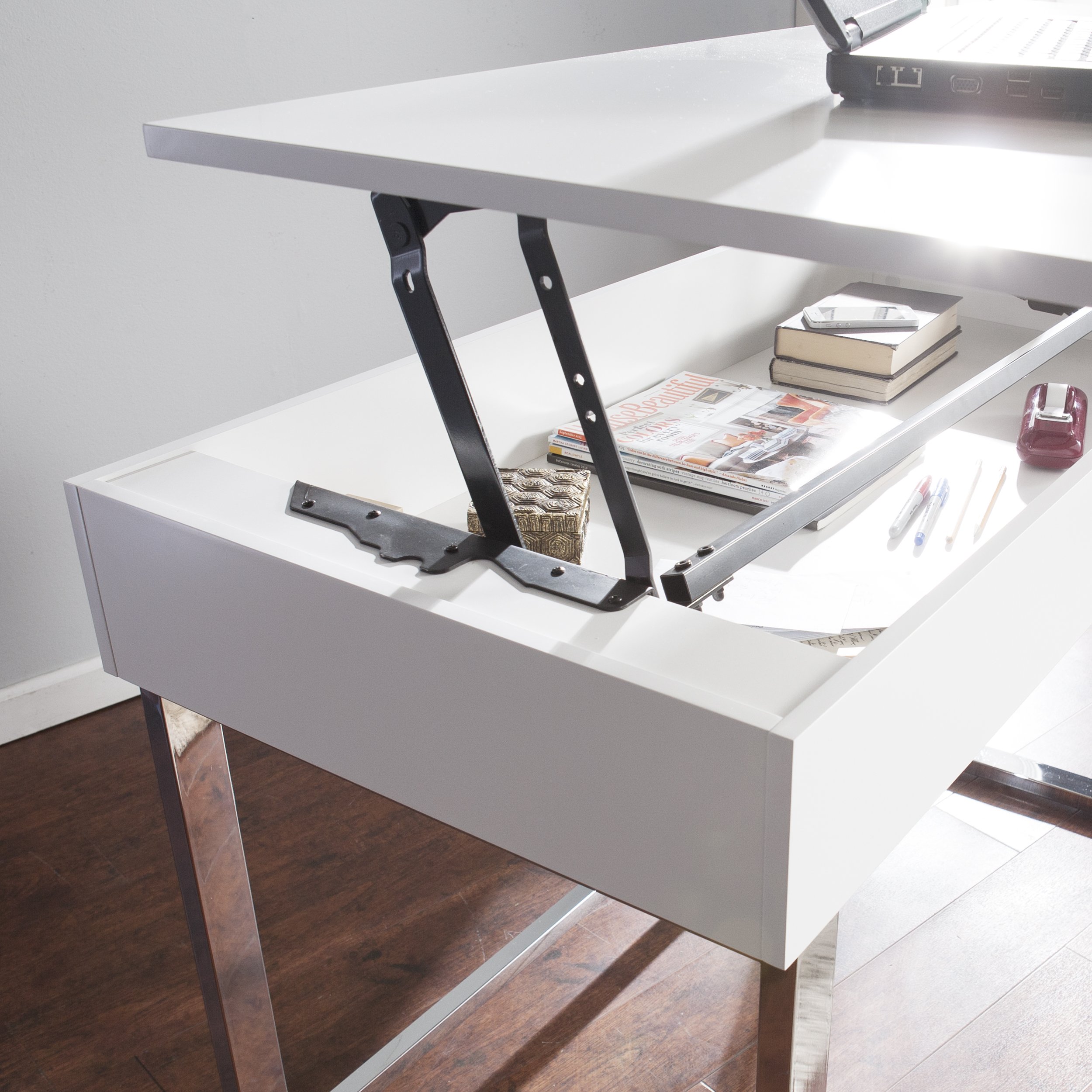 SEI Furniture Inman Adjustable Height Sit-Stand Desk - Electric Standing Desk with Memory Presets, White - Perfect for Home Office & Workspace Ergonomics