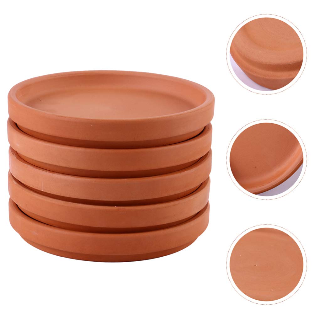 5Pcs Round Terra Cotta Plant Pot Saucers - 8.5X1.5cm Ceramic Drip Trays for Indoor/Outdoor Flower Pots & Planters | Perfect for Home Garden, Balcony, and Patio Decor
