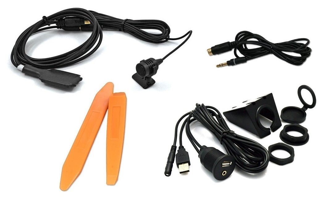 BTD Bluetooth Extension Dongle & 35MDN AUX Cable Kit - Dash Mount USB/Aux Extension with Trim Removal Tools (4-Piece Car Audio Accessory Bundle) - Perfect for Car Stereo Upgrades & Hands-Free Calling