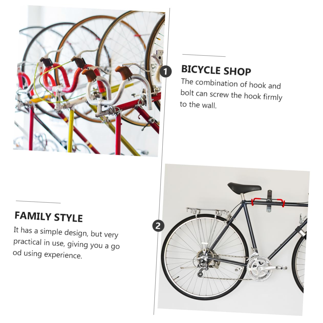 FOYTOKI Heavy Duty Bike Hooks - Wall Mounted Bicycle Storage Hanger with Bolts (2-Pack) - Perfect for Garage, Basement & Apartment Bike Organization