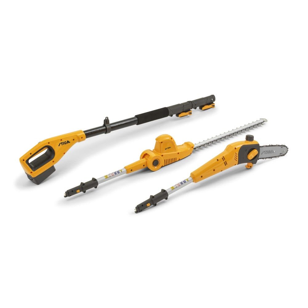 STIGA MT 100e Cordless Telescopic Hedge Trimmer & Tree Pruner Kit with Battery & Charger - Yellow/Gray/Black - Professional Gardening Tool for High Branches & Tall Hedges - Perfect for Landscaping, Yard Maintenance & Garden Care