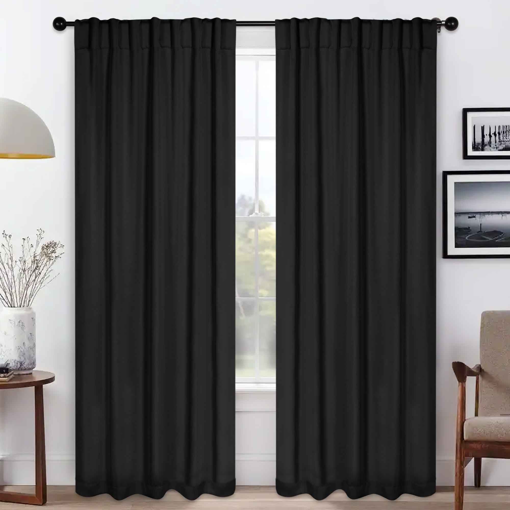 Premium Blackout Curtains for Bedroom - Thermal Insulated Room Darkening Drapes with Back Tabs (Set of 2 Panels) - Perfect for Home Theater, Nursery & Shift Workers