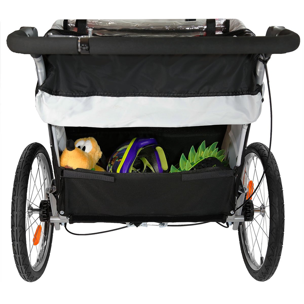 ClevrPlus Deluxe 3-in-1 Double Seat Bike Trailer & Jogging Stroller for Kids - Foldable & Collapsible with Pivot Front Wheel | Perfect for Cycling, Running & Outdoor Family Adventures
