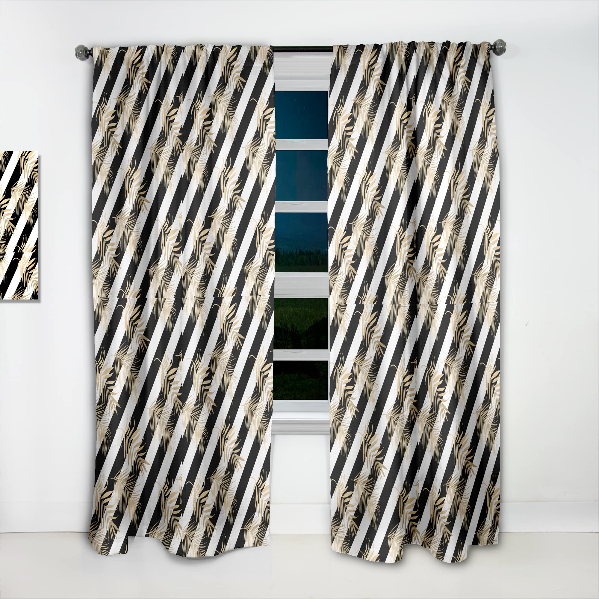 DesignQ 'Golden Foliage VII' Thermal Insulated Curtains - 52x90 Single Panel for Bedroom & Living Room - Elegant Window Drapes for Home Decor & Energy Efficiency