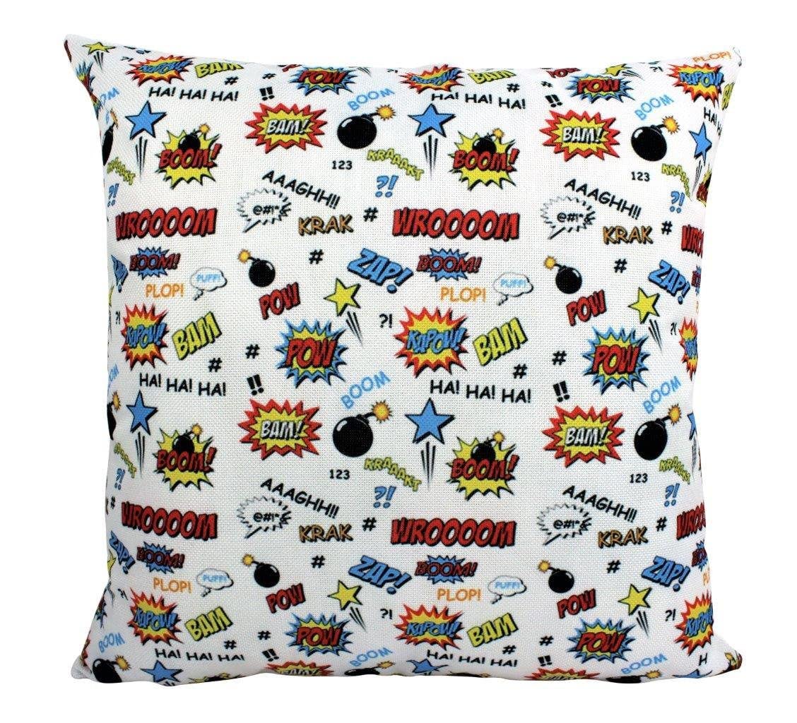 Super Hero BASH Boom BAM Anime Pillow Cover - Fun Gifts for Kids Birthday, Home Decor Throw Pillows for Bedroom & Living Room