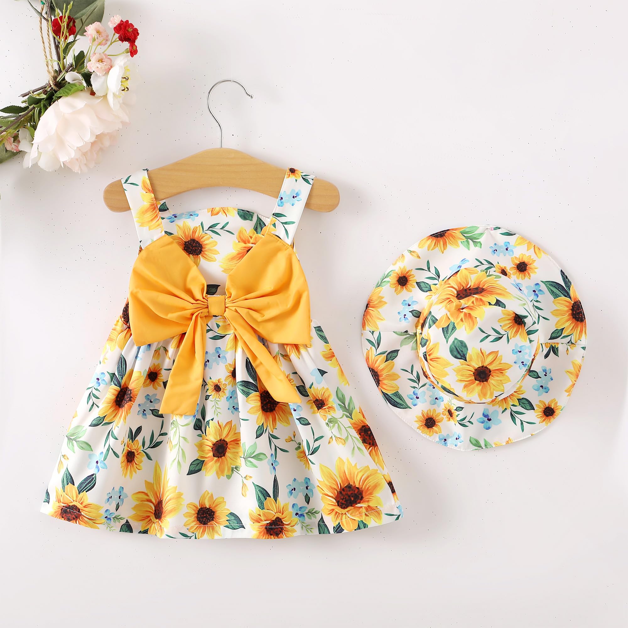 **Newborn Baby Girl Dresses 0-24 Months - Cute Floral Halter Backless Sleeveless Summer Sundress | Perfect Gift for Infants & Beach Vacations, Birthday Parties, Baby Showers & Photo Shoots | Ideal for Outdoor Play, Family Gatherings, Holidays & Travel**