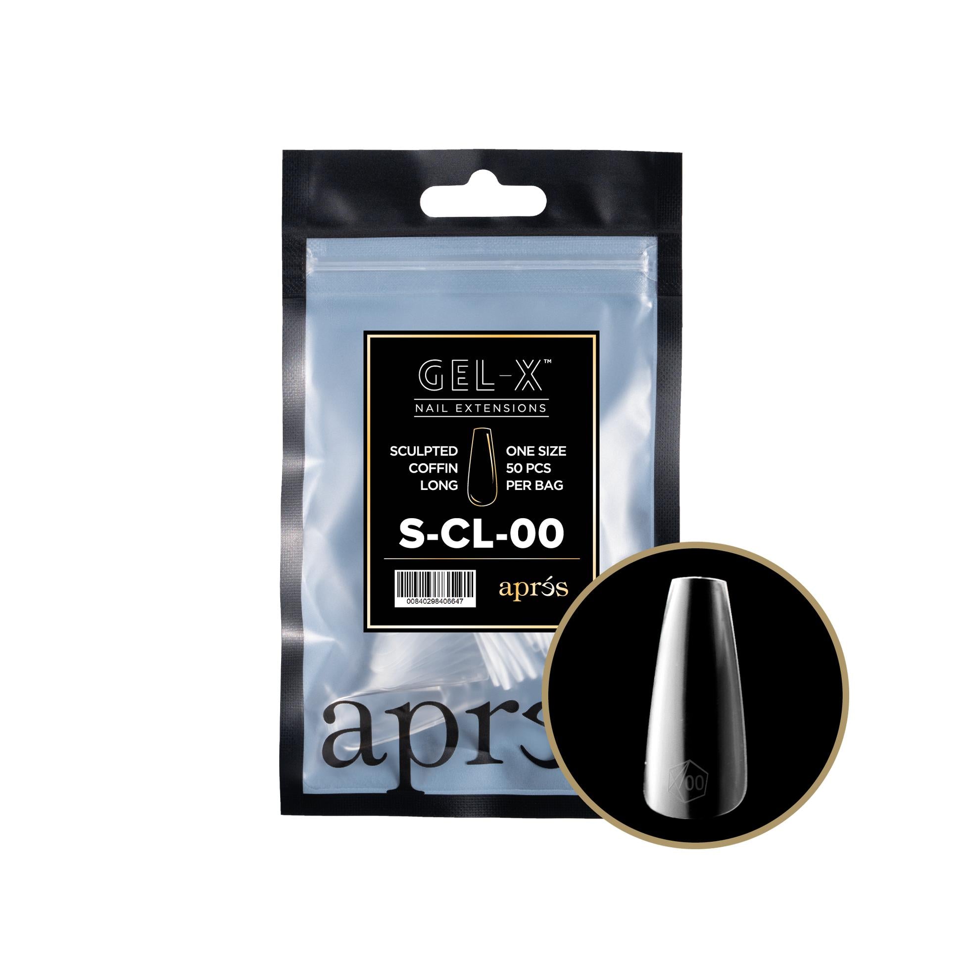 Apres Gel X 2.0 Refill Bags - Sculpted Coffin Long Size 00 (50 Pcs) | Professional Nail Extension Kit for Salon & Home Manicure | Perfect for Special Occasions & Everyday Wear