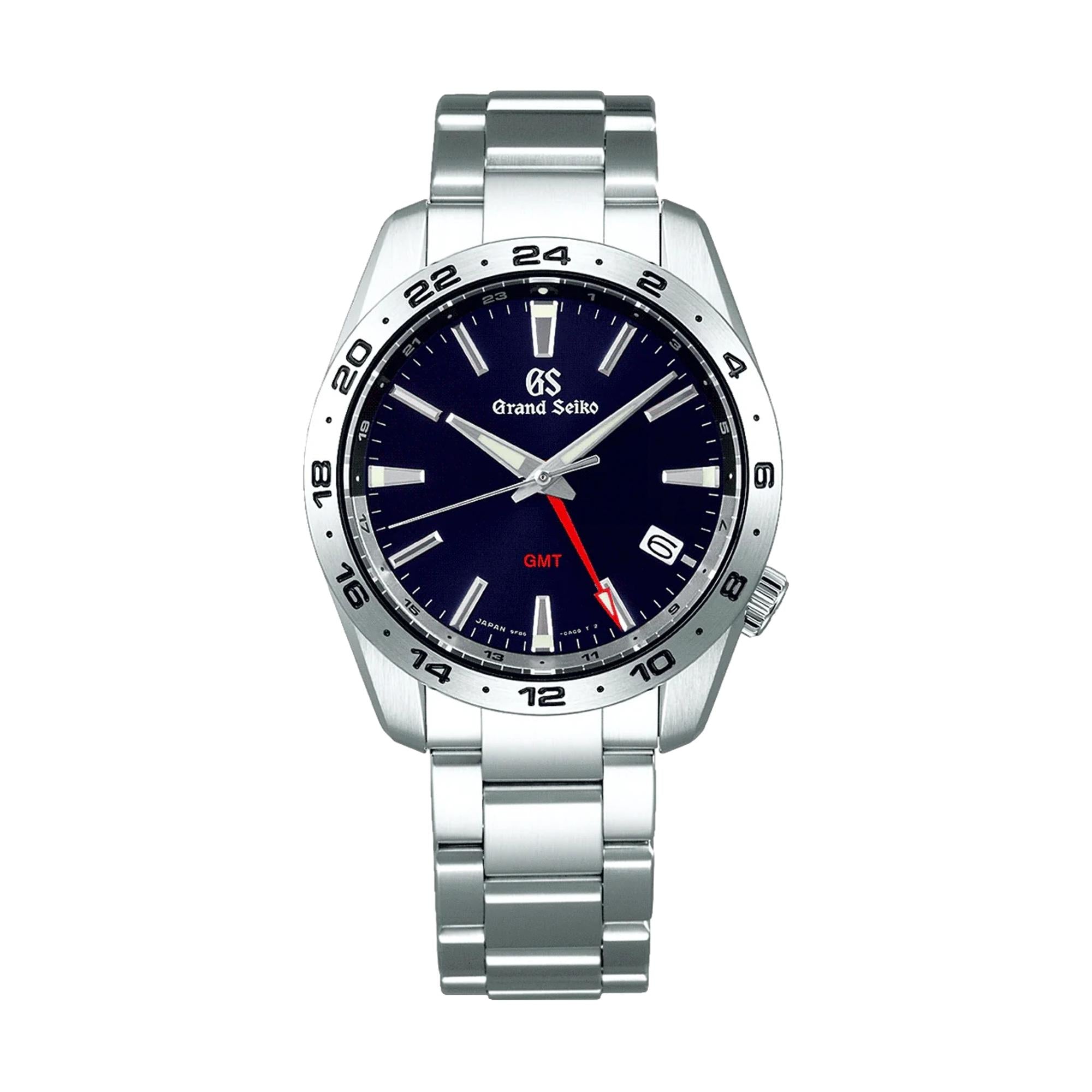 Seiko SBGN029 Sport Quartz GMT Watch - 39mm Blue Dial with Stainless Steel Bracelet - Perfect for Travel, Business & Everyday Wear