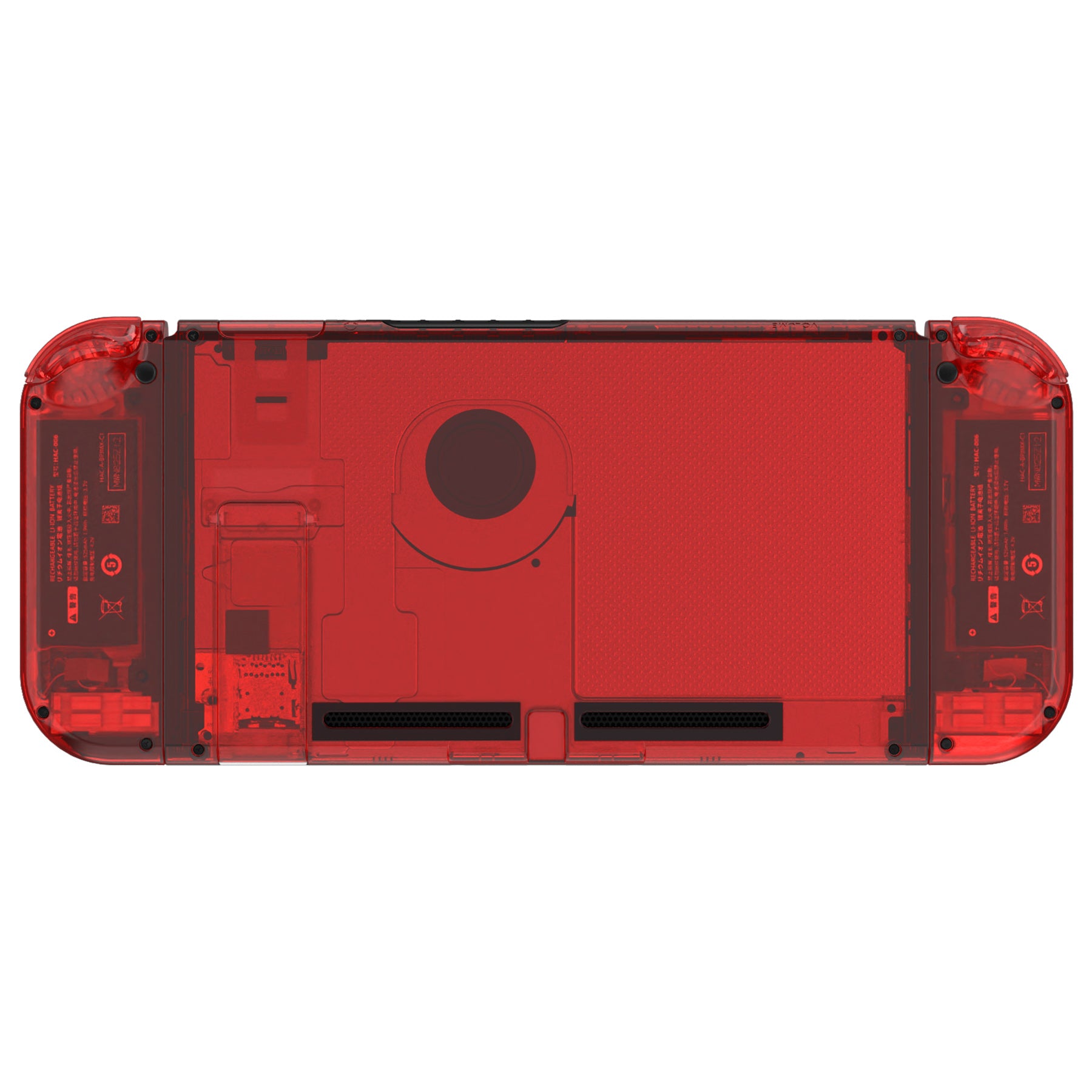 eXtremeRate Crystal Clear Red Back Plate for Nintendo Switch Console & Joy-Con Controllers - Full Set Buttons Included - DIY Replacement Shell for NS Switch (Model QP350) - Perfect for Gaming, Customization & Repair