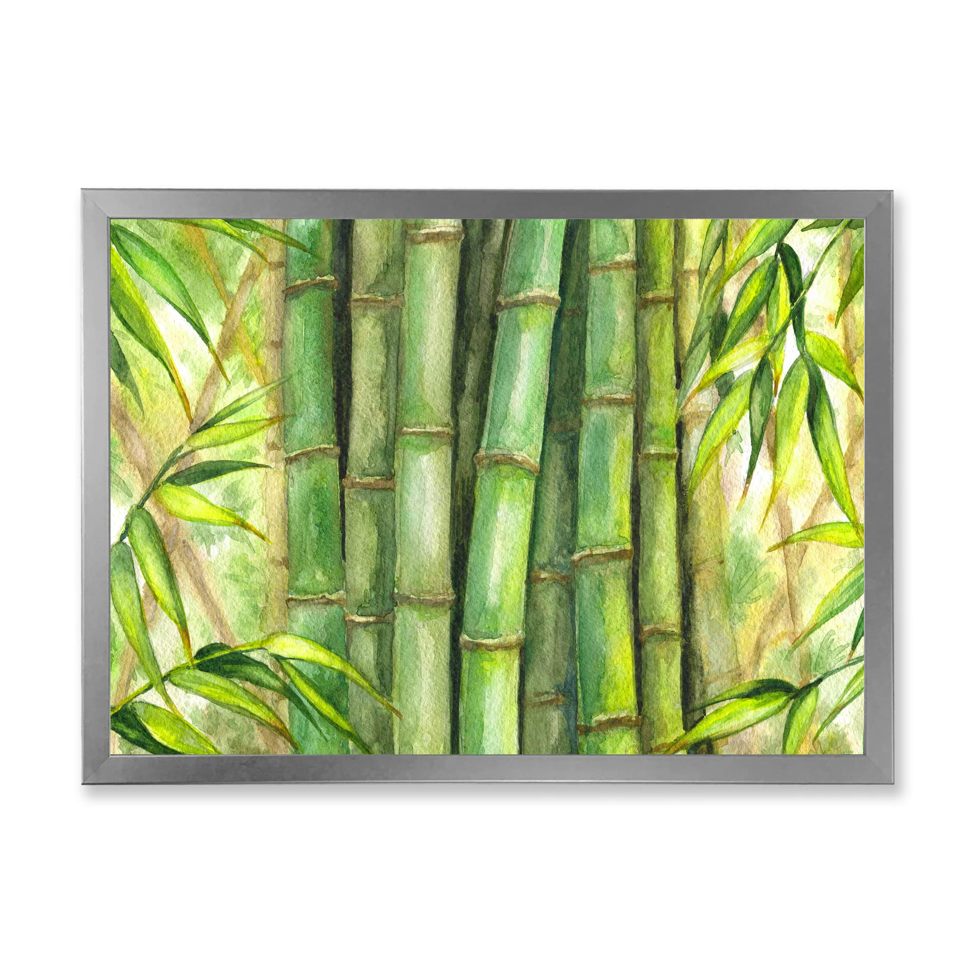 DesignQ Bright Green Bamboo Stems Framed Wall Art - Modern Home Decor for Living Room, Bedroom & Office