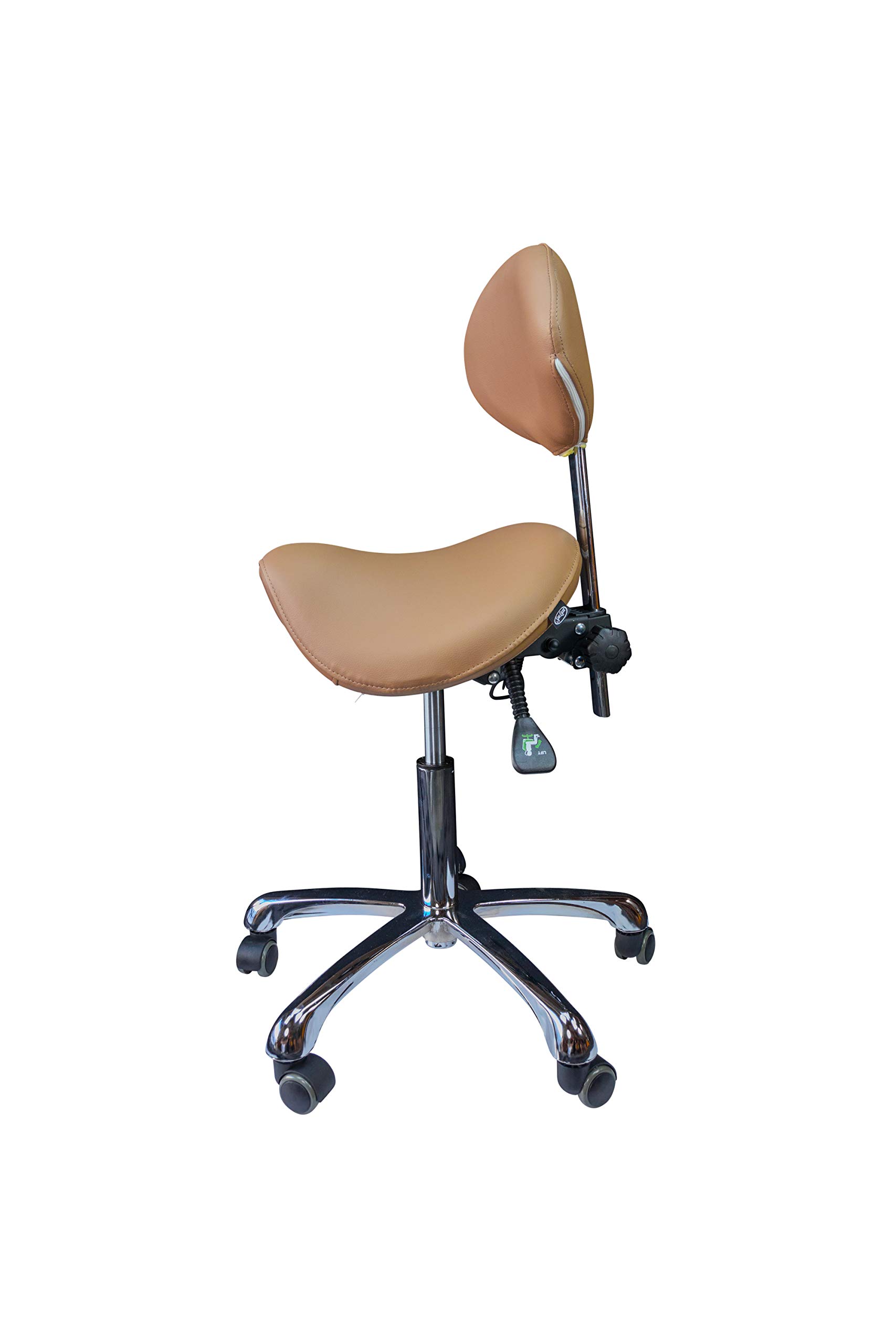 Ergonomic Rolling Stool with Adjustable Height & Back Support - Comfortable Beauty Salon Stool, Medical Exam Chair, Office & Home Seating (Clay Color) - Perfect for Hairdressers, Nurses, Tattoo Artists & Home Office Use