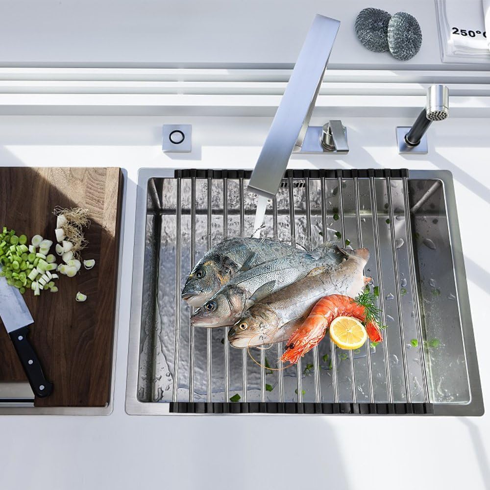 DDMY Stainless Steel Collapsible Over The Sink Dish Drying Rack - 17.5