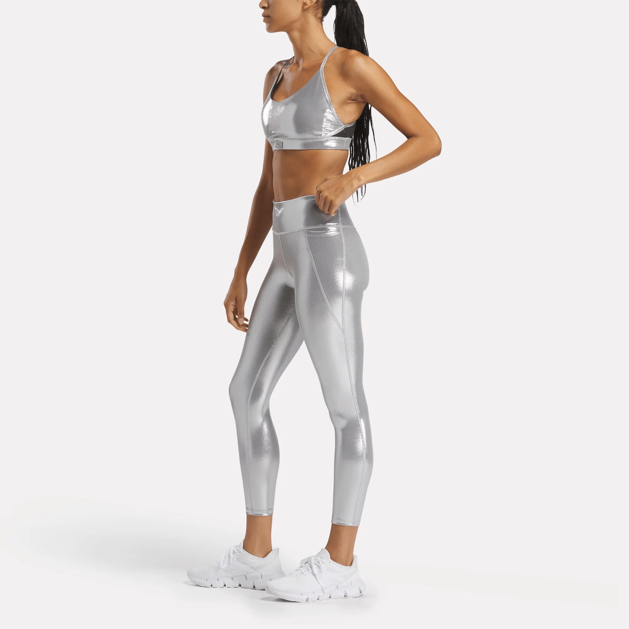 Premium Women's High Waist Leggings - Shiny Chrome Yoga Pants for Workout, Running & Lounge Wear - Plus Size Available