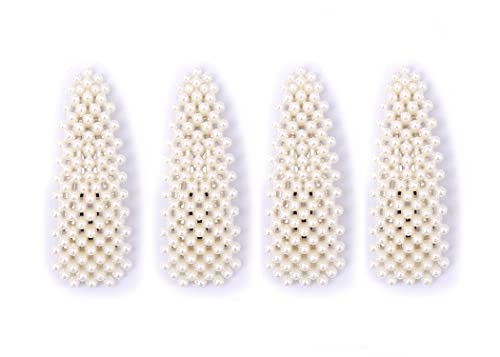 Elegant White Pearl Triangle Hair Clips for Women & Girls - Trendy Hair Accessories (Pack of 4) | Perfect for Weddings, Parties & Everyday Styling