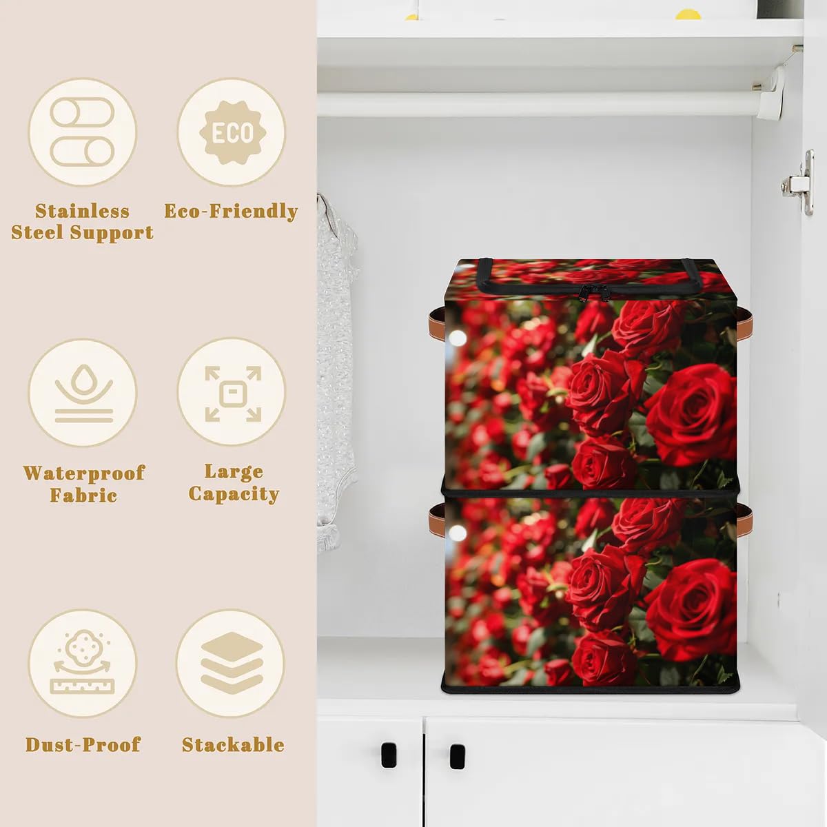Valentine's Day Storage Boxes with Sturdy Handles - 2 Pack Zippered Storage Bins for Clothes, Toys & Home Organization - Perfect for Bedroom, Closet & Nursery Storage Solutions
