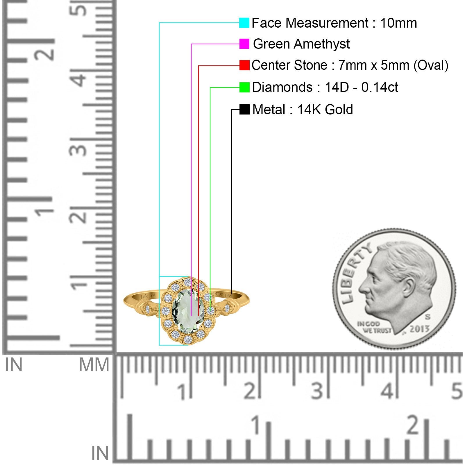 14K Gold 0.9ct Oval 7x5mm G SI Diamond Engagement Ring for Women - Elegant Wedding Band, Anniversary Gift, Promise Jewelry for Brides & Fiancées