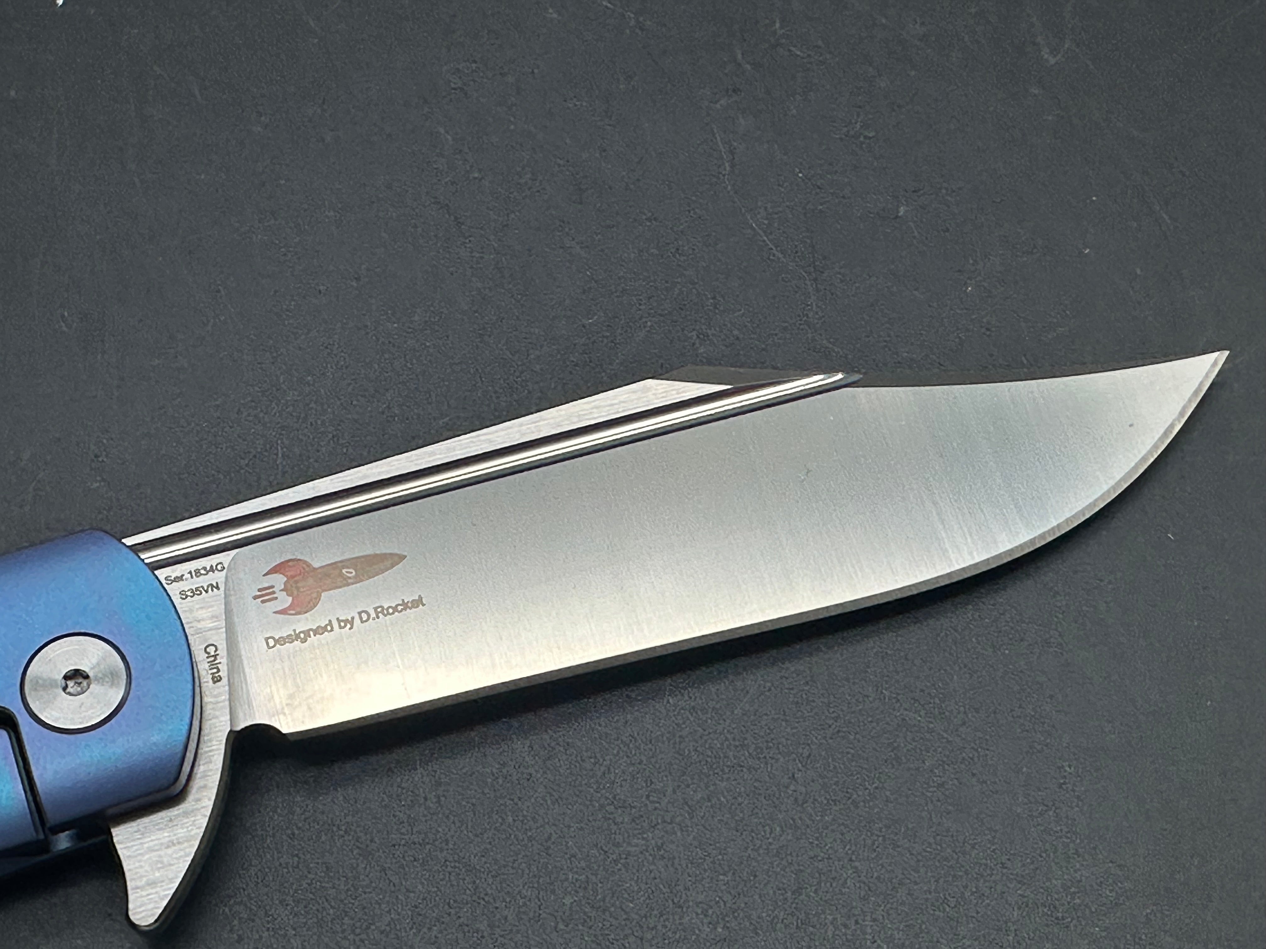 Artisan Cutlery D. Rocket Hyperion Frame Lock Knife - Carbon Fiber/Blue Titanium, Satin Finish (1834G) - EDC Pocket Knife for Outdoor, Camping & Everyday Carry