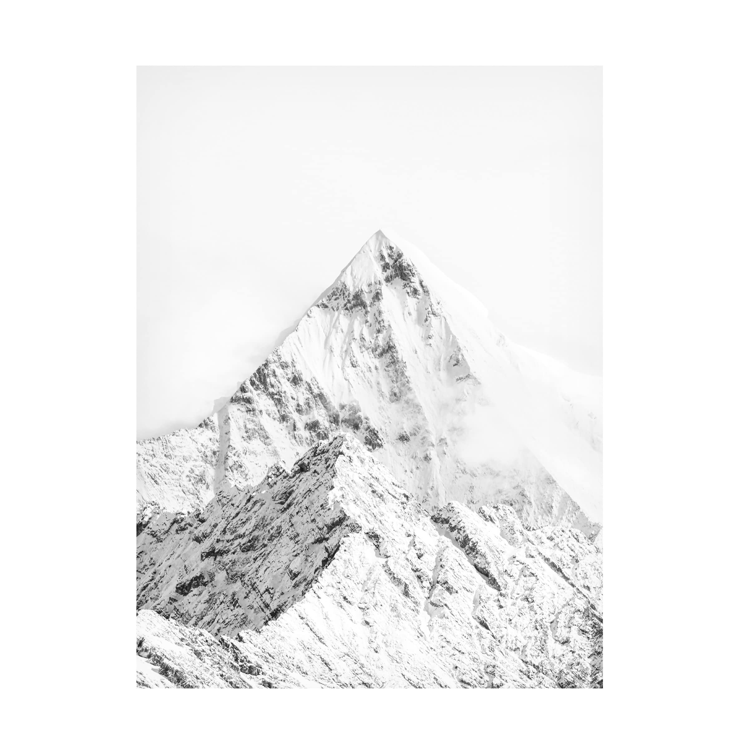 Design Fabrikken 'Mountain Top White' Canvas Wall Art - Modern Landscape Painting for Living Room, Bedroom & Office Decor