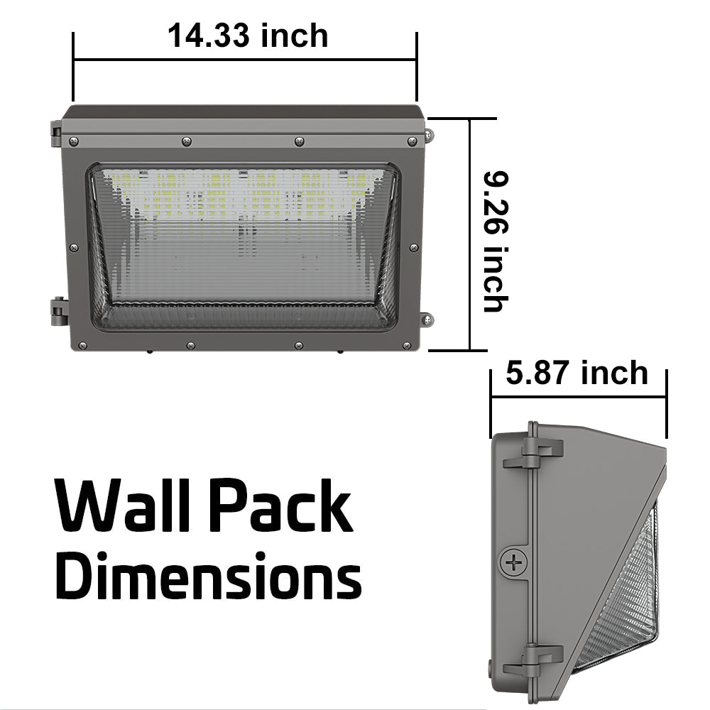 High-Efficiency LED Wall Pack Light with Photocell - 63W/45W/30W Selectable, 8190 Lumens, 5000K Daylight, 120-277V, Durable Glass Lens (Replaces 150W HID) - Ideal for Parking Lots, Warehouses & Building Exteriors