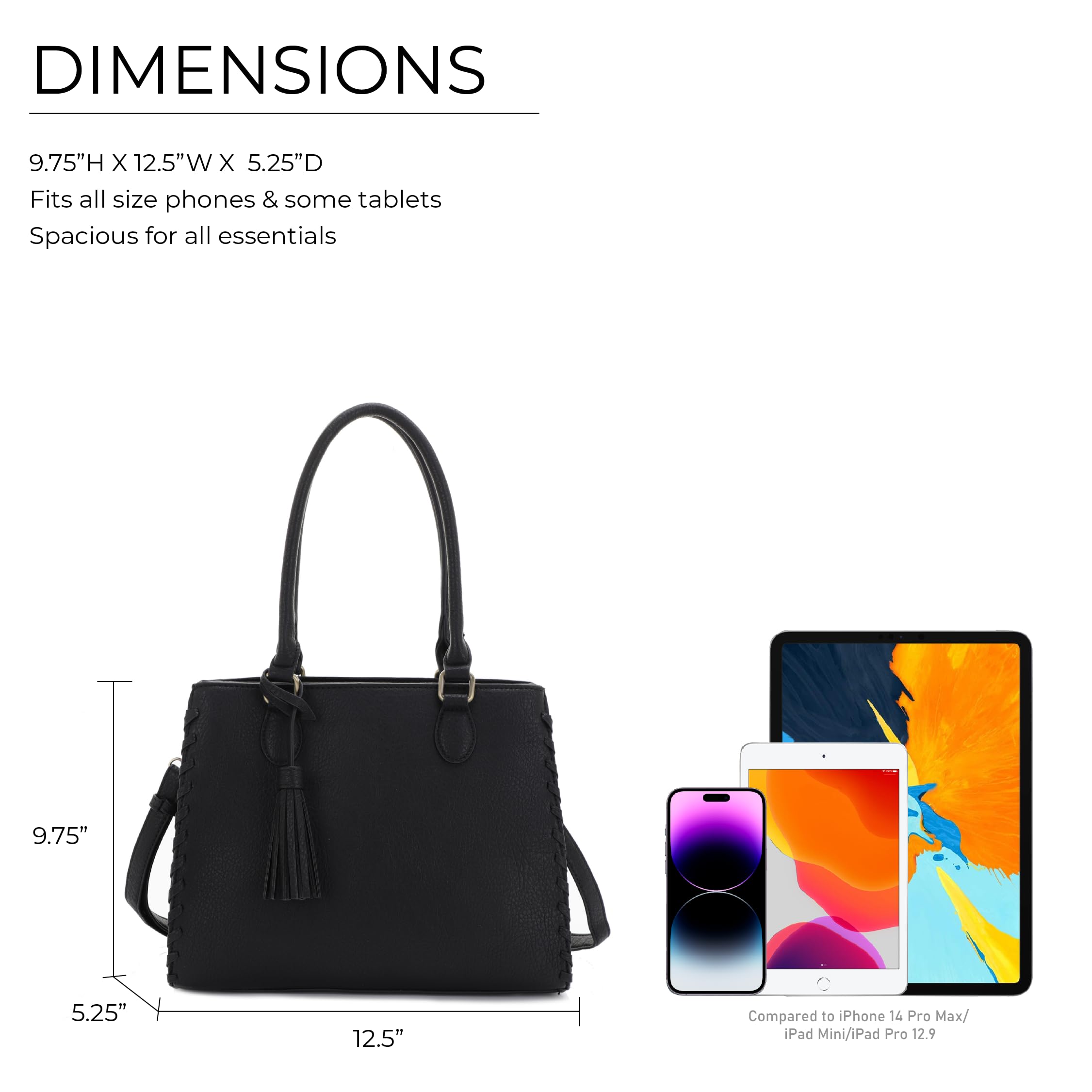 JESSIE & JAMES Lioness Concealed Carry Satchel Bag - Women's Leather Purse with Tassel, Top Handle & Adjustable Crossbody Shoulder Strap - Perfect for Everyday Use, Travel & Concealed Carry