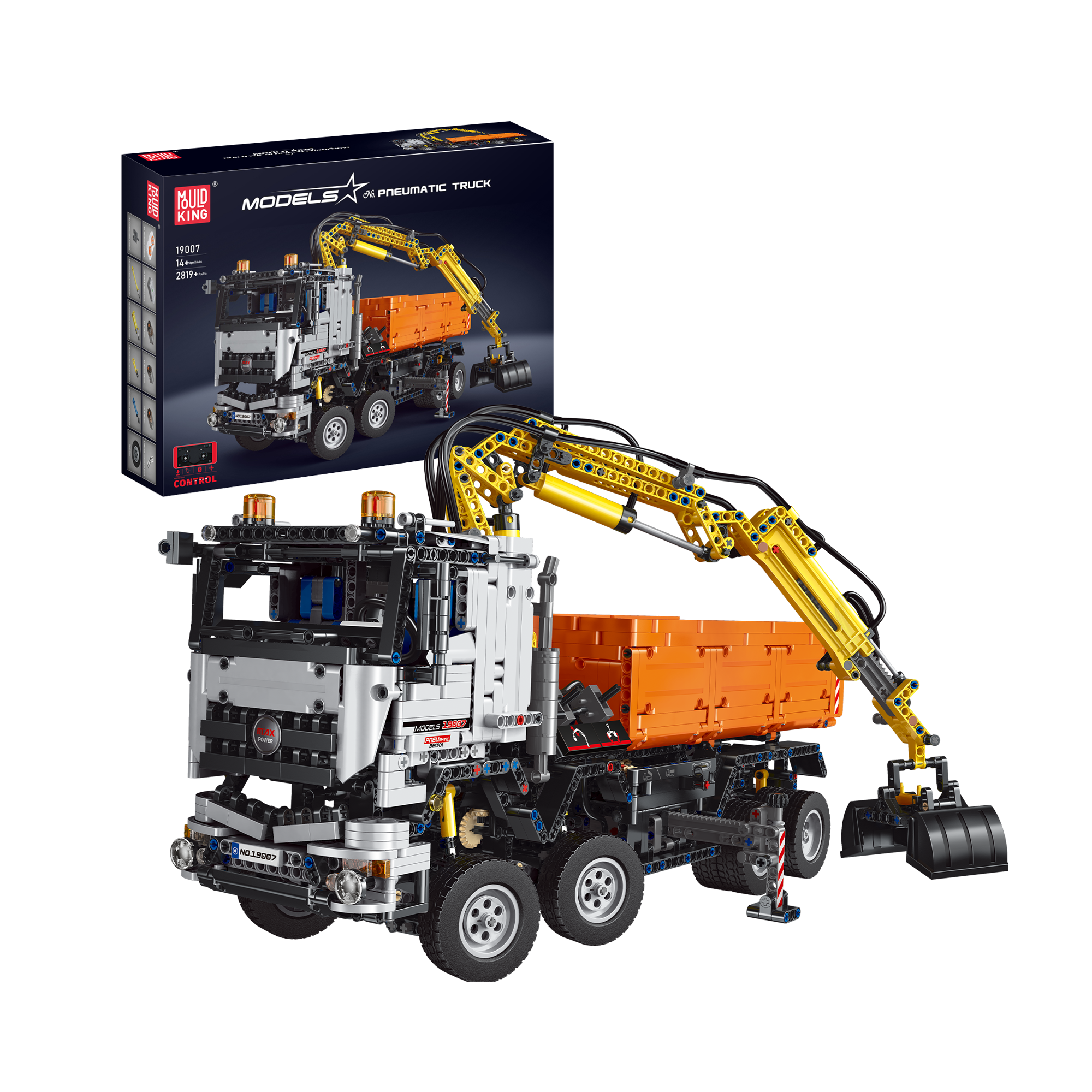 Mould King 19007 2-in-1 RC Excavator & Dump Truck Building Set - 2970 Piece STEM Construction Toy for Adults & Kids | Remote Control Engineering Vehicle Kit for Indoor & Outdoor Play