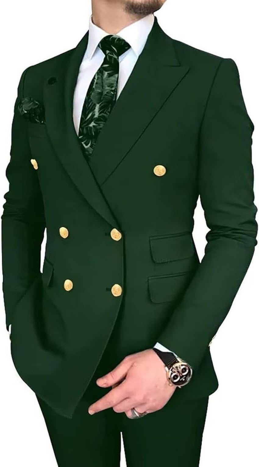 Men's Slim Fit Classic Suits 2-Piece Set - Double Button Blazer Jacket & Pants | Formal Groomsmen Tuxedo for Wedding, Party & Business Occasions | Perfect for Prom, Office & Special Events