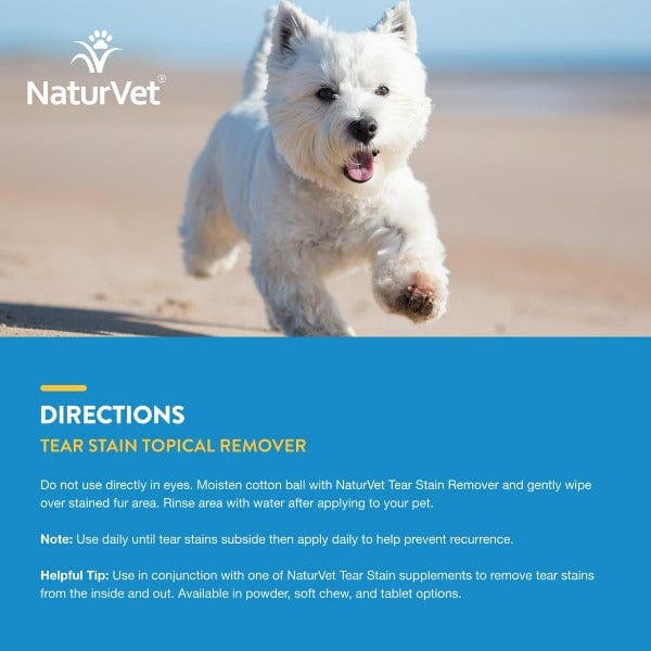 NaturVet Aloe Vera Tear Stain Remover for Dogs & Cats - Gentle Eye Cleaning Solution for Pet Grooming & Daily Care