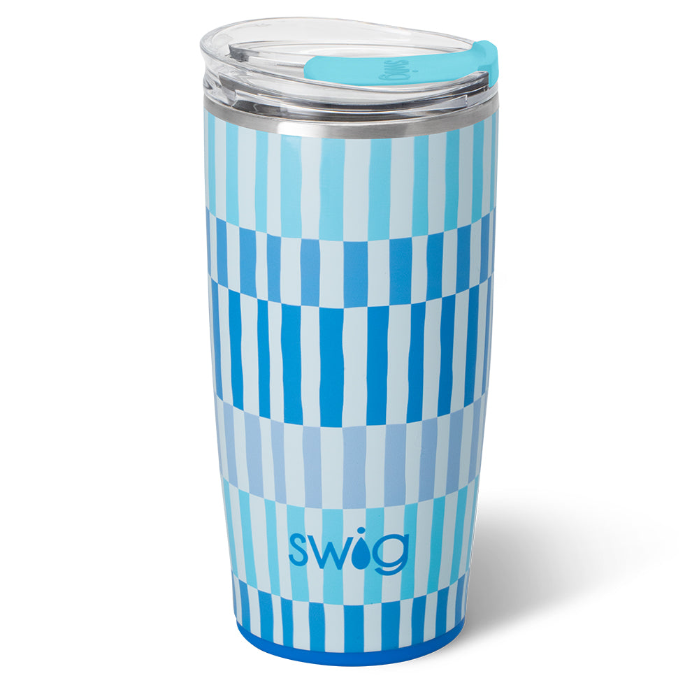 22oz Glacier Stripe Insulated Tumbler with Lid and Straw - Leakproof Stainless Steel Travel Mug for Hot & Cold Drinks - Perfect for Office, Gym, Hiking and Outdoor Adventures