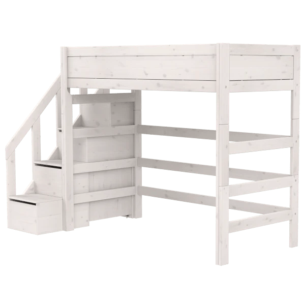 High Sleeper Loft Bed with Staircase - 177cm Sturdy Metal Frame for Teens & Adults - Perfect for Small Bedrooms, Dorms & Studio Apartments