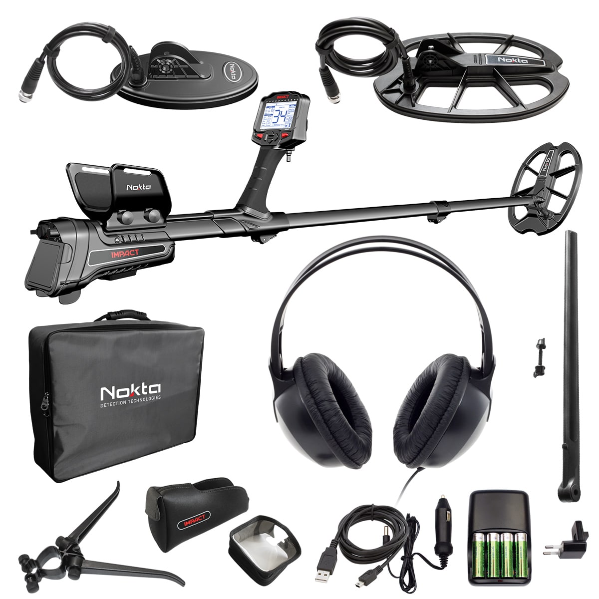 Nokta Impact Pro Pack Metal Detector with Waterproof DD 11 x 7'' Search Coil - Professional Metal Detecting for Treasure Hunting, Beach & Field Exploration (Open Box)