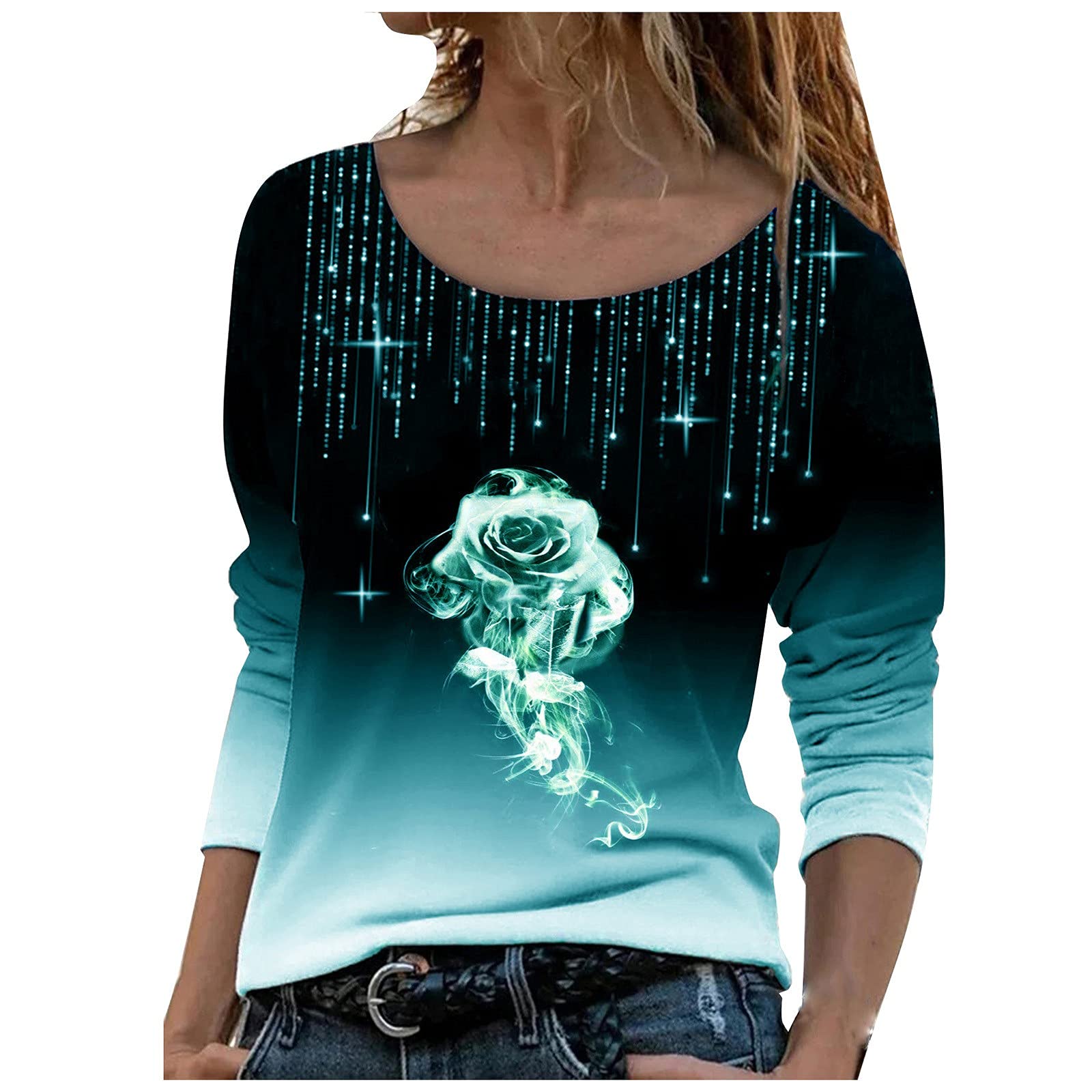 Women's Long Sleeve Casual Shirts - Loose Fit Round Neck Pullover Tops for Everyday Wear | Office, Outing & Layering Essential