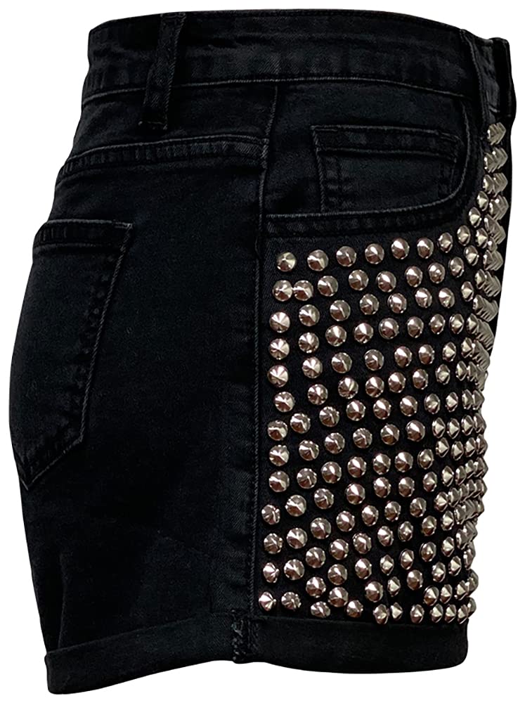 Women's Fashion Studded Denim Shorts - Trendy High Waist Distressed Jean Shorts for Summer | Perfect for Casual Outfits, Beach Trips & Music Festivals
