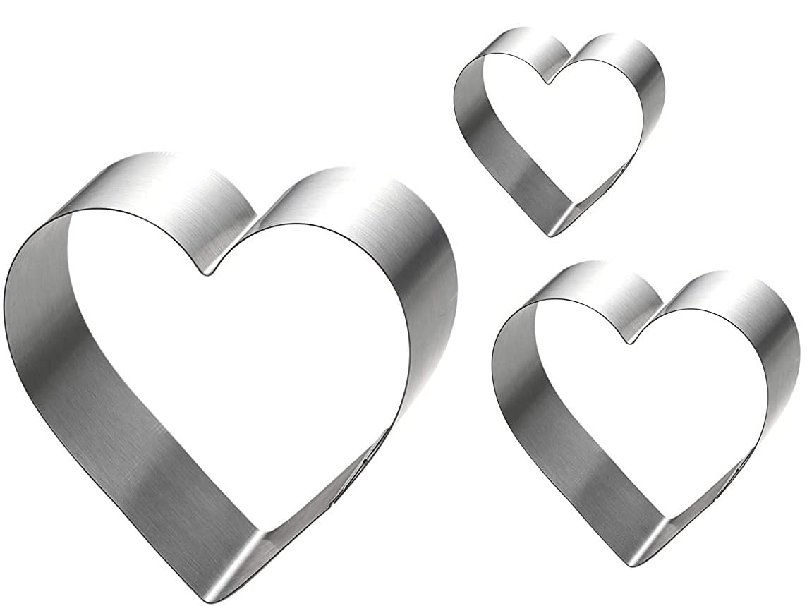 Siking Stainless Steel Heart Cake Ring Mold - 4/6/8 Inch Heart Shaped Cutter for Mousse, Cheese, Cookies, Salads & Onigiri - Perfect for Baking, Dessert Making & Food Presentation (11-2 Inch Height)