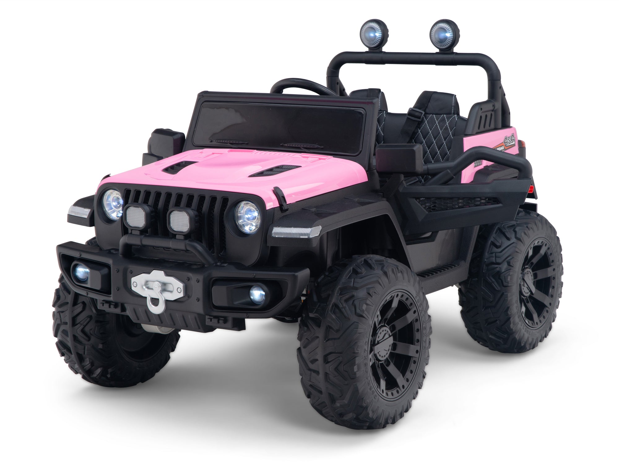 4WD Trekcar Kids Ride On Truck with EVA Wheels & Parent Remote Control - 12V Electric Ride-On Toy Car for Boys & Girls Ages 3-6 - Perfect for Indoor Play, Outdoor Adventures & Birthday Gifts (Pink)