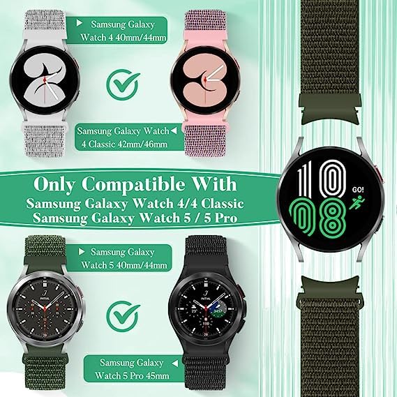 Galaxy Watch 6/5/4 Bands - No Gap Sport Loop Strap for Active Lifestyles