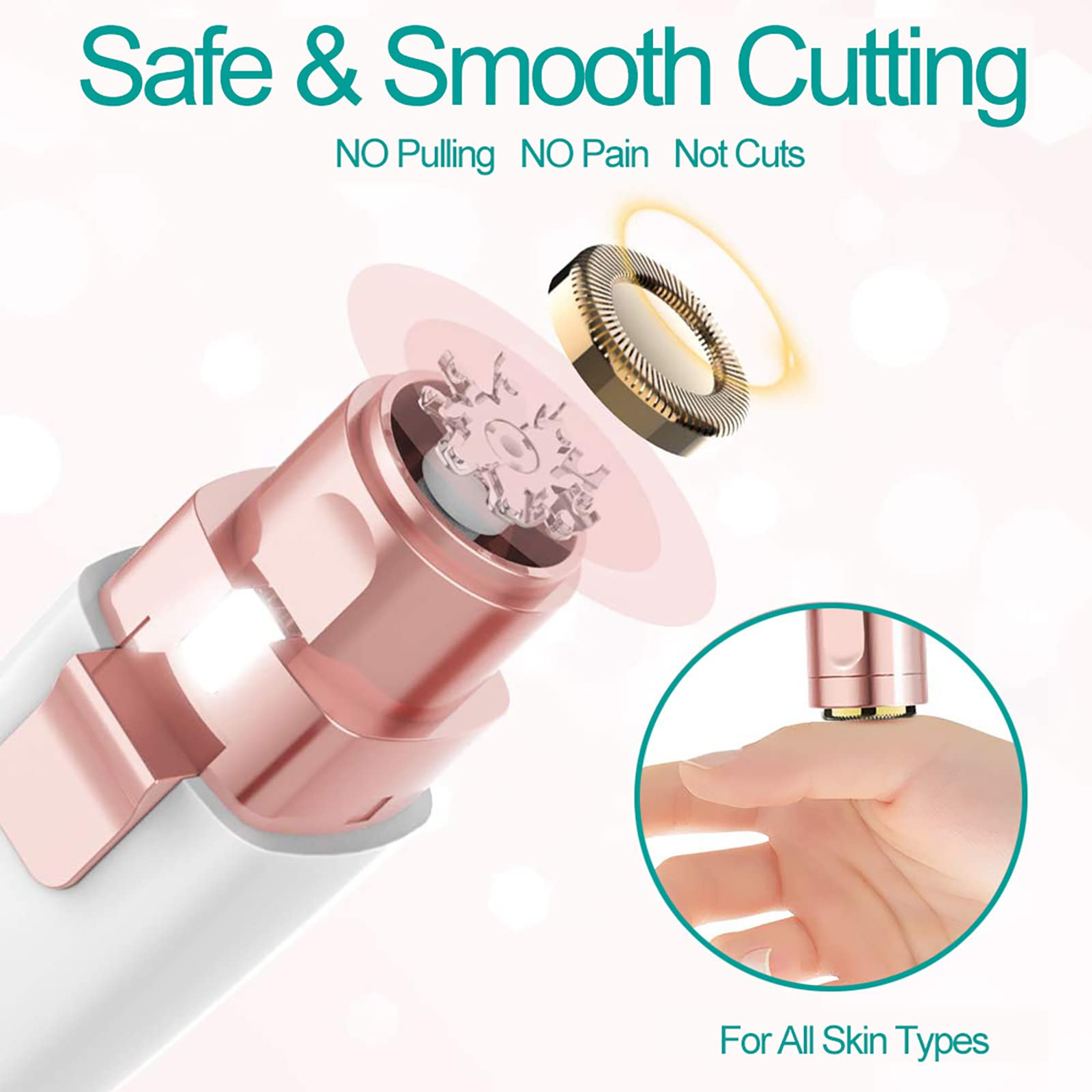 2-in-1 Rechargeable Waterproof Facial Hair Remover for Women - Painless Eyebrow Trimmer & Lady Shaver for Lips, Nose & Face | Perfect for Smooth Skin at Home, Travel & Salon Use
